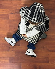 Çocuk - Unisex Kep Panço (Siyah Beyaz)