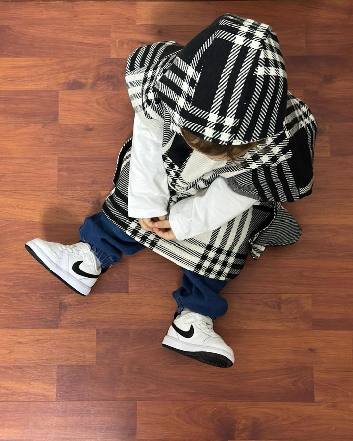 Çocuk - Unisex Kep Panço (Siyah Beyaz)